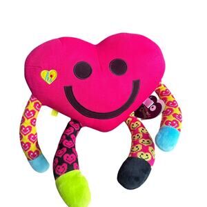 new -rare-Little Miss Matched Happy Sad Heart. Stuffed Knit Plush Smile